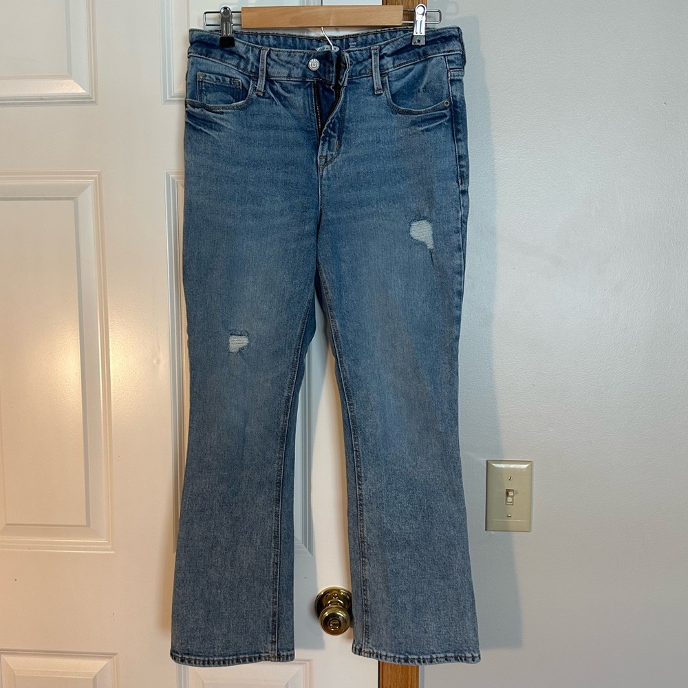 Old Navy High Rise Ankle Flare Jeans, Distressed